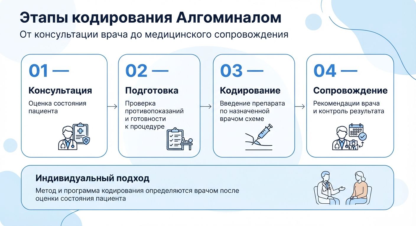 Кодирование препаратом «Алгоминал» в Троицке инфографика