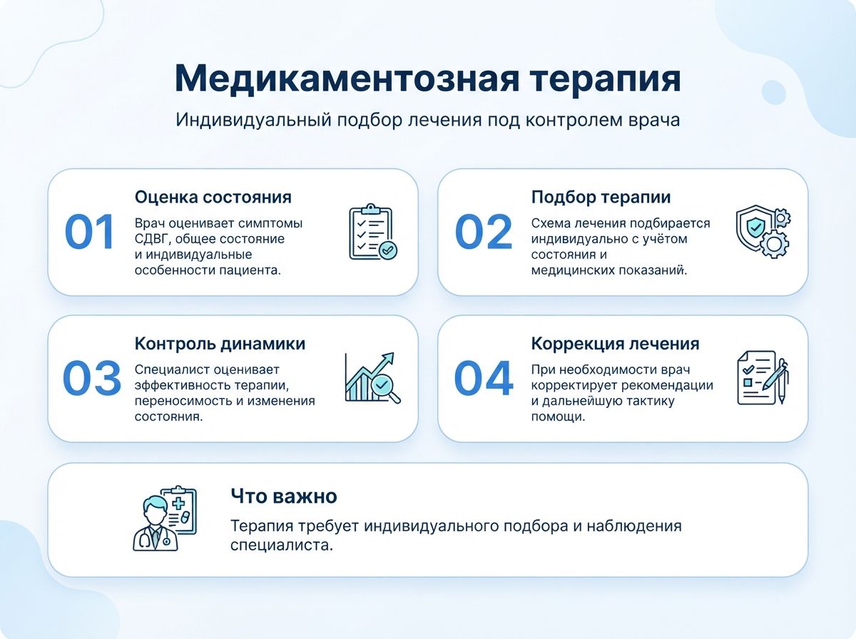 Лечение СДВГ в Троицке у детей и взрослыхинфографика