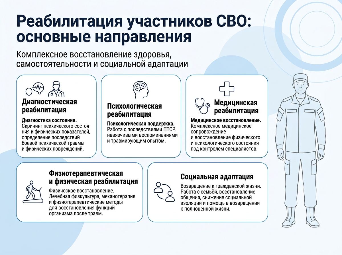 Реабилитация участников СВО в Троицке инфографика